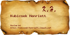 Kubicsek Henriett névjegykártya